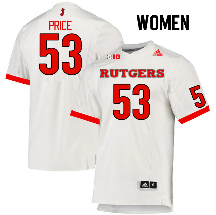 Women #53 Q'yaeir Price Rutgers Scarlet Knights College Football Jerseys Stitched Sale-White - Click Image to Close